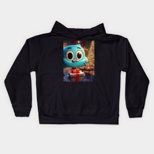 Whimsical Wonderland Unleashed: Gumball Christmas Art for Iconic Cartoon Holiday Designs! Kids Hoodie